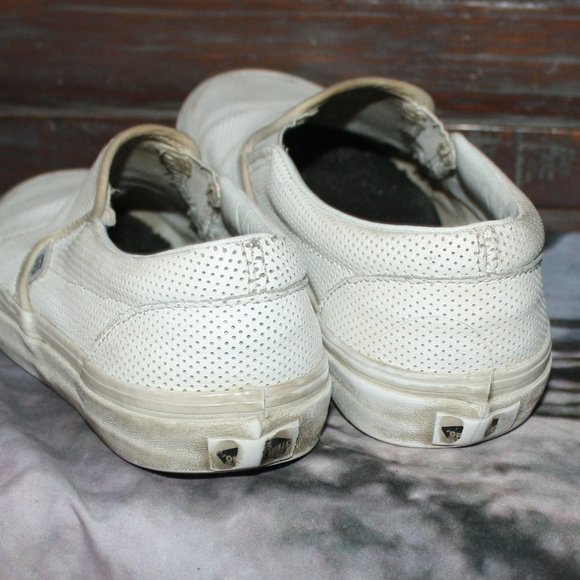 Slip On White Leather VANS  🌵 7.5 Women - Picture 12 of 14